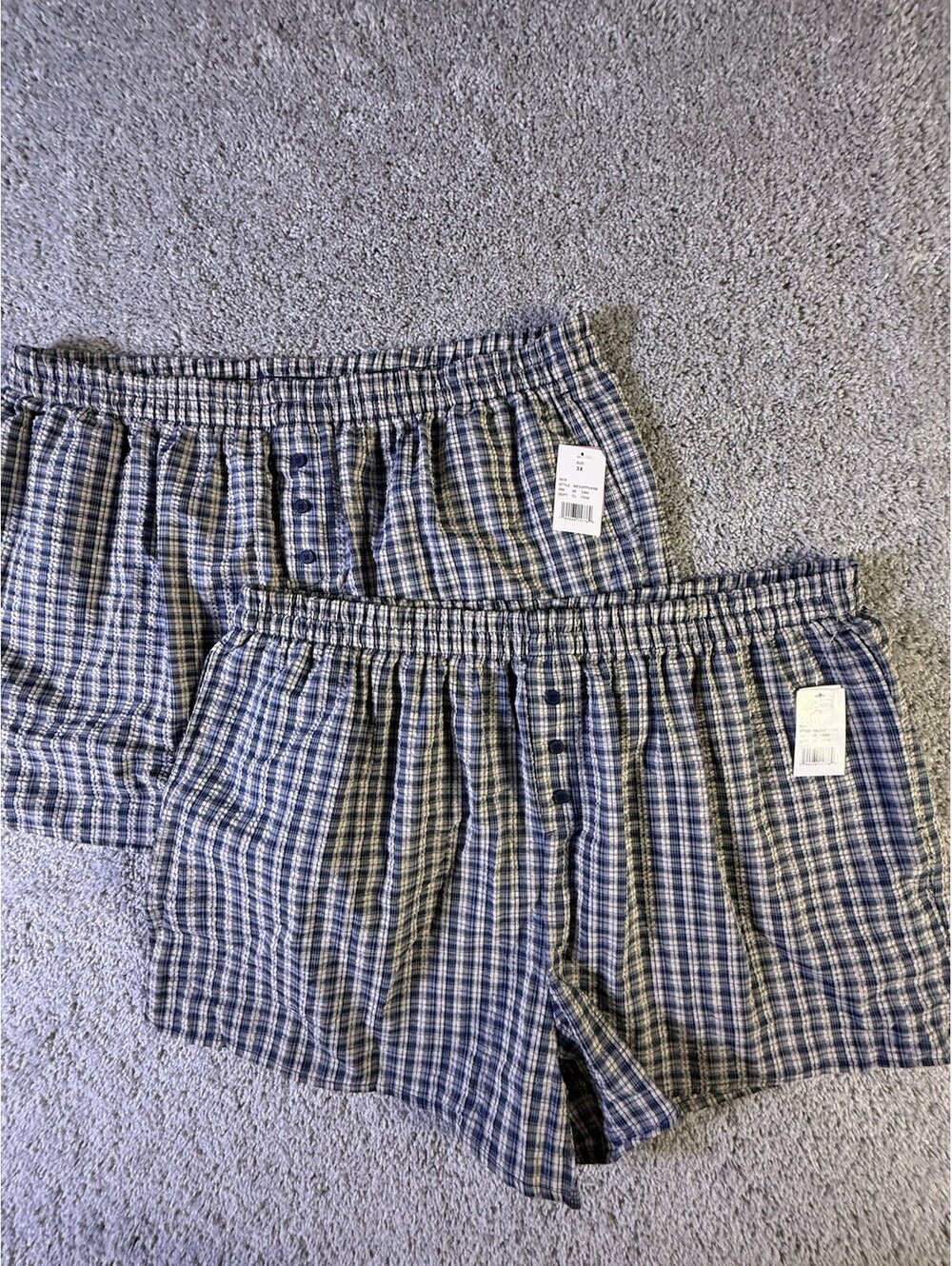 NWT Mighty Fine Men’s 2 Pack Boxers Size 3X Blue and Beige Check